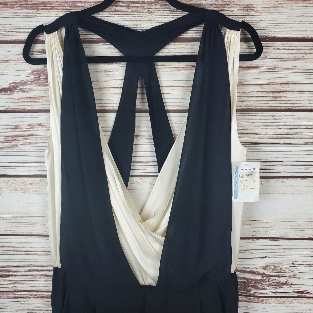 NWT Ramy Brook Womens XS Black/White Sleeveless Drape Pleated Jumpsuit - Picture 2 of 11